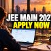 Student applying online for JEE Main 2027 registration on a laptop